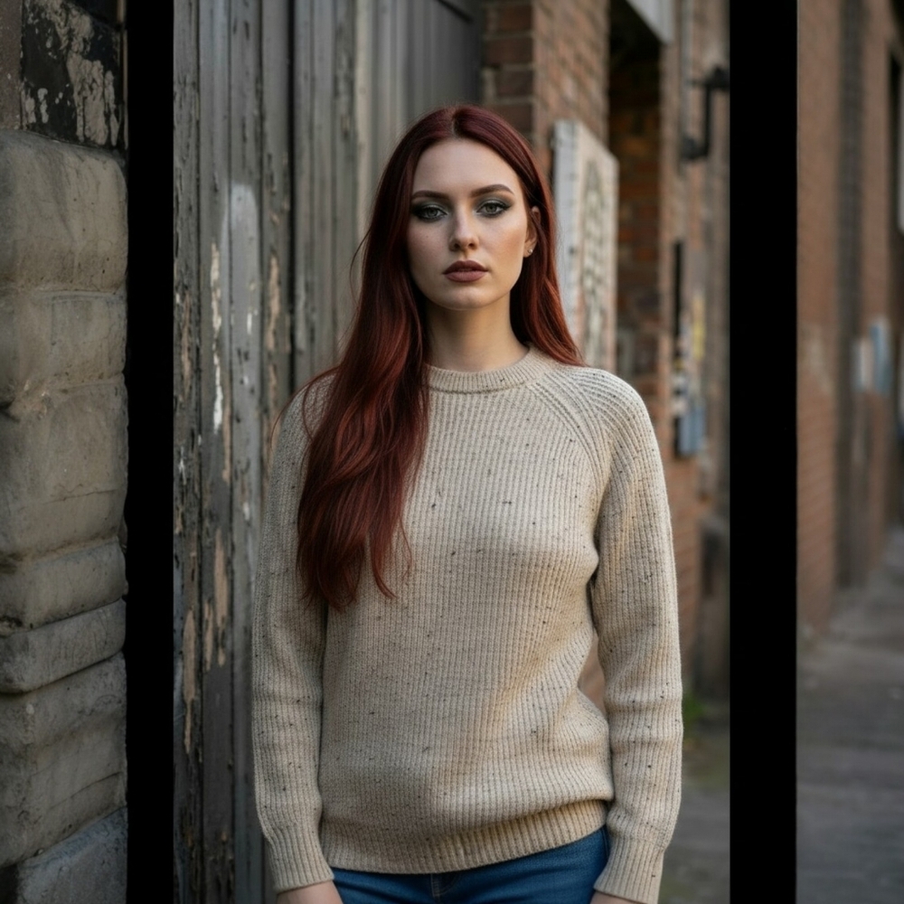 Peregrine British Wool Ford Crew Jumper oatmeal M - Picture 3 of 16